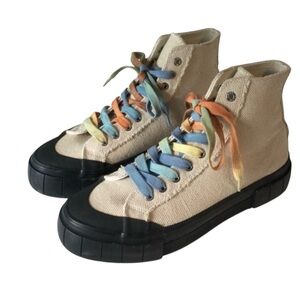 GOODNEWS Juice Canvas High-Top Sneakers with Multicolor Laces Comfort UK 40 US 9